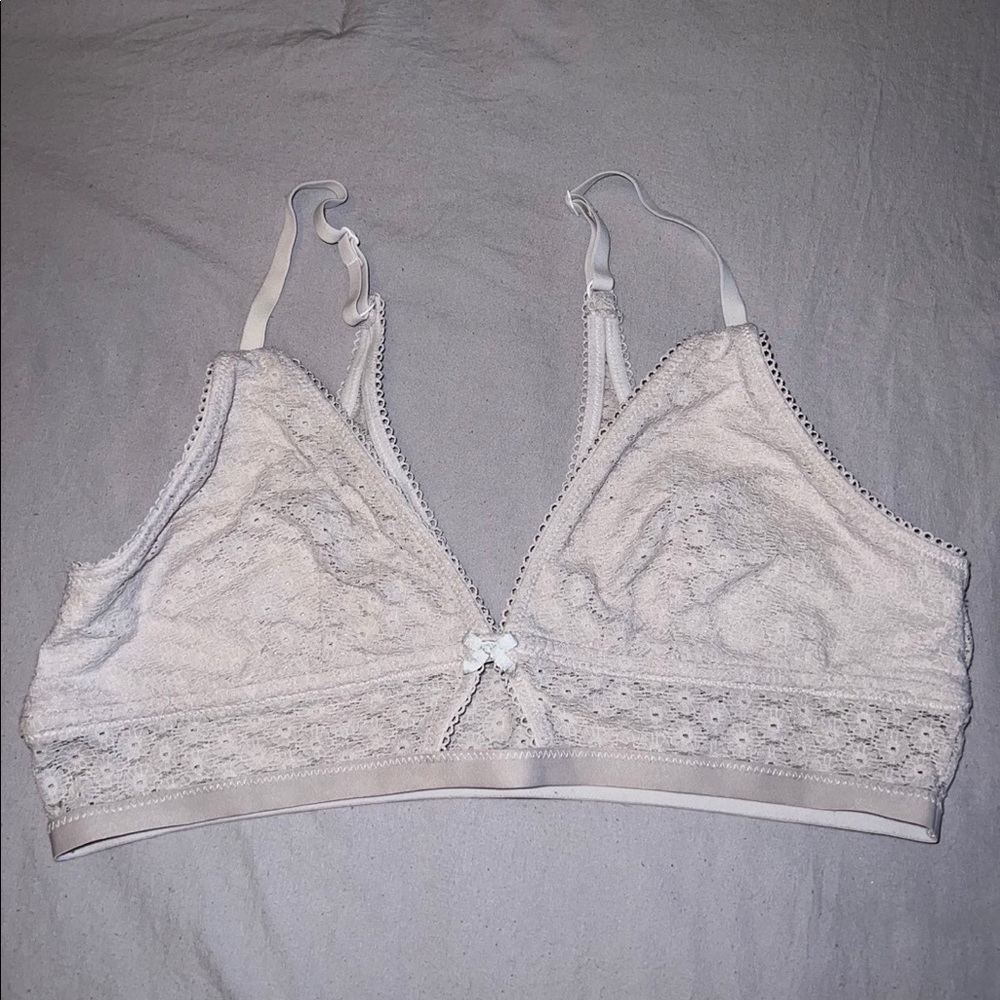 Aerie White Lace Bralette with Spaghetti Straps